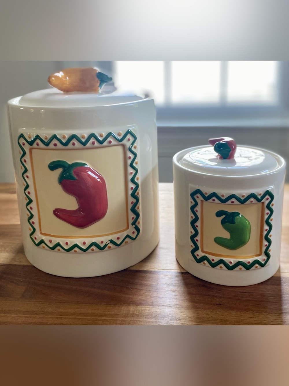 Vibrant Chili Pepper Canisters (Vintage-Style Kitchen Decor) (Set of 2)